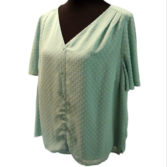 Evri Button Down Short Sleeve Blouse - Picture 2 of 7